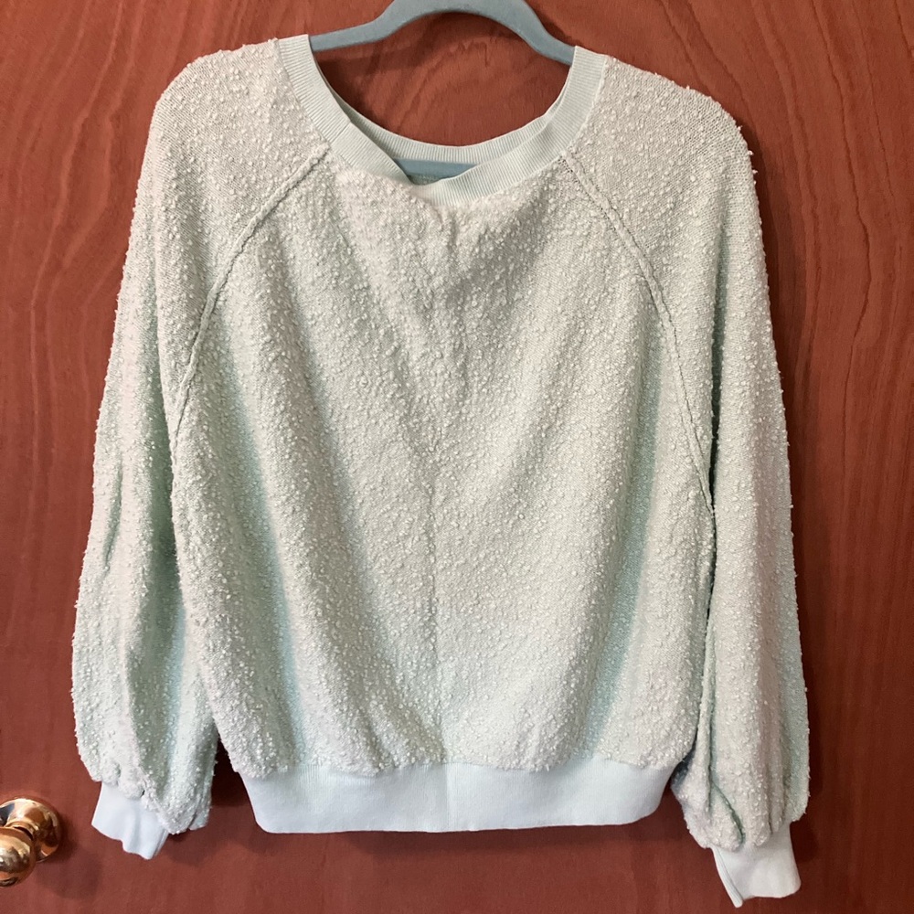 Free People Fresh Green Color Textured Sweater